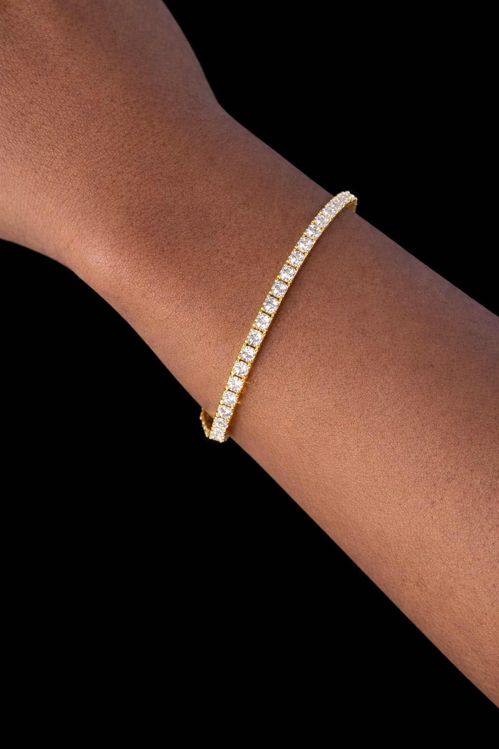 Moissanite 3mm, silver - gold plated bracelet