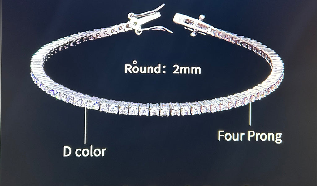 Moissanite 2mm, silver tennis braclet