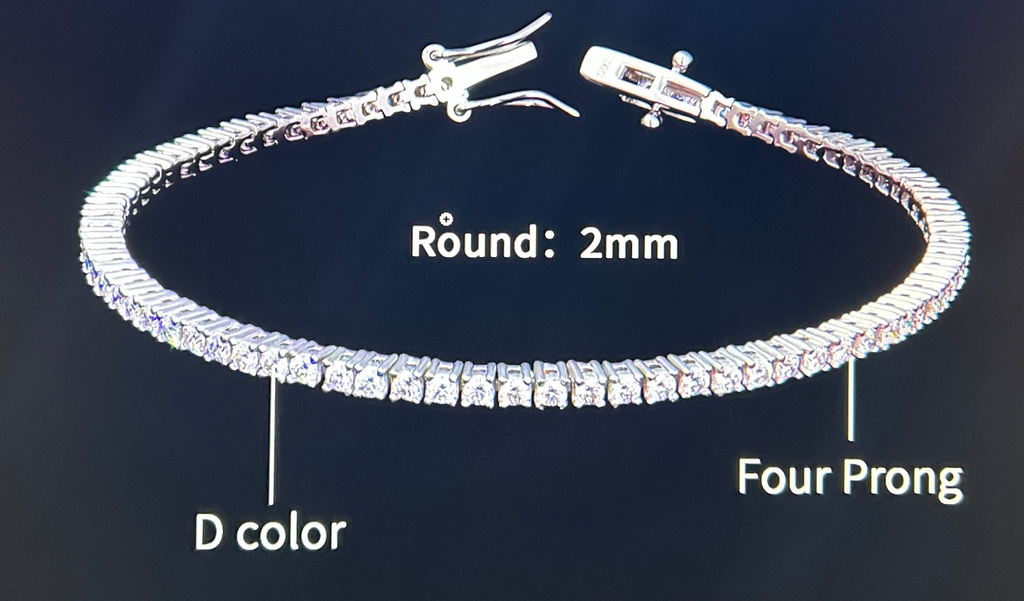 Moissanite 2mm, silver tennis braclet