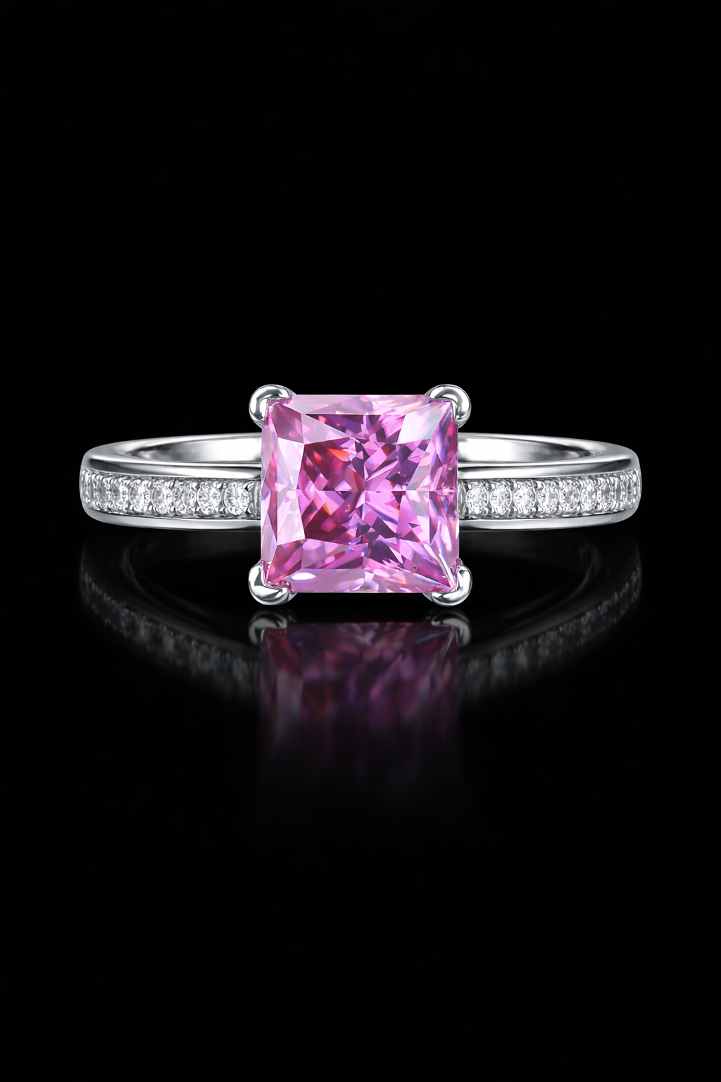Mossanite purple, 925 silver ring
