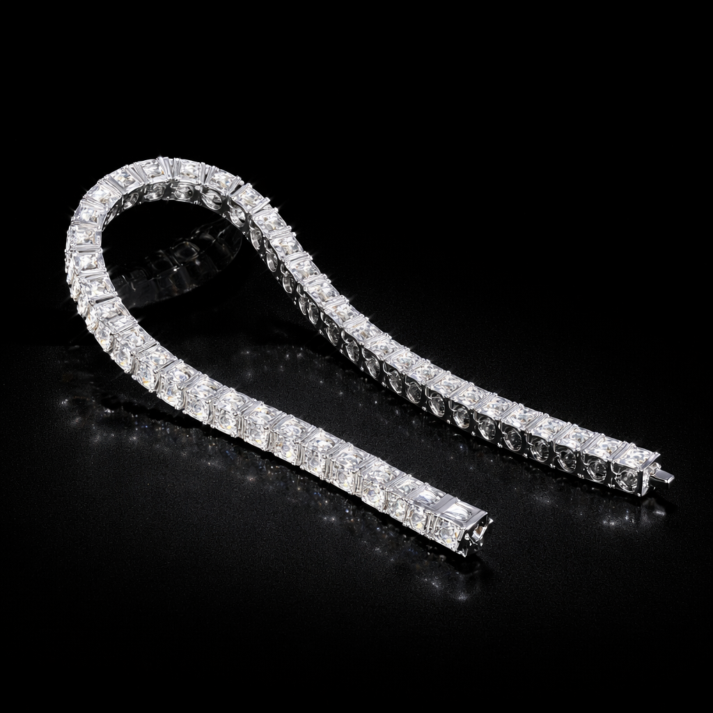 Moissanite 3mm, 925 silver bracelet