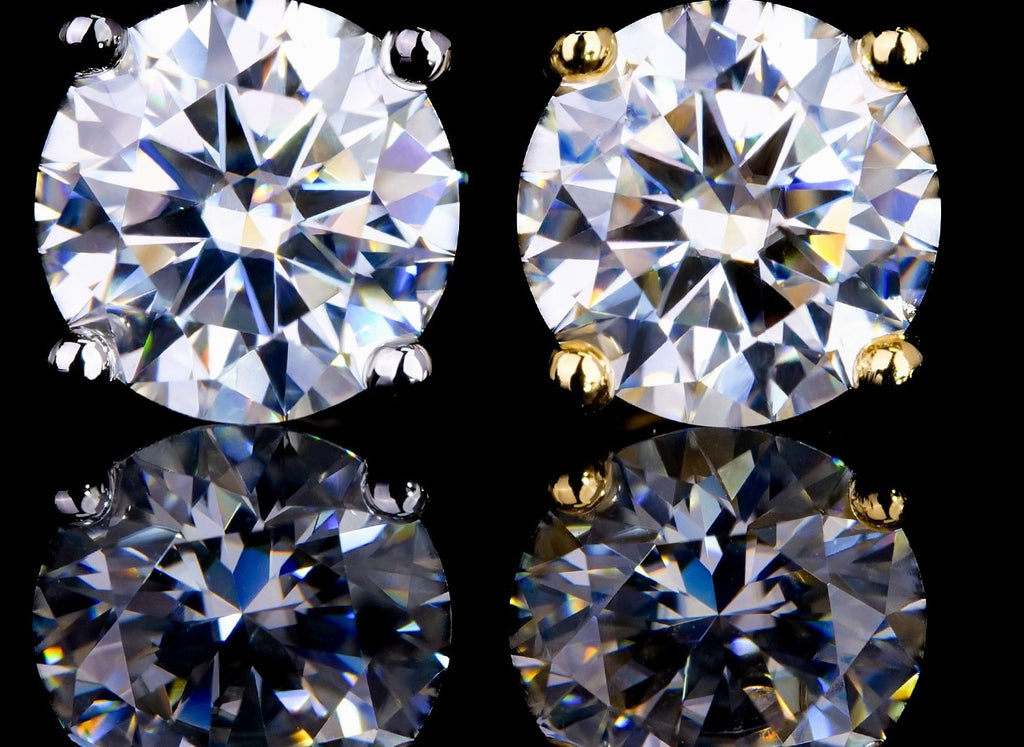 Moissanite, silver earrings