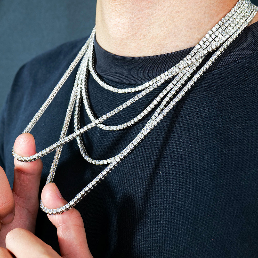 Moissanite 3mm, silver tennis neckless