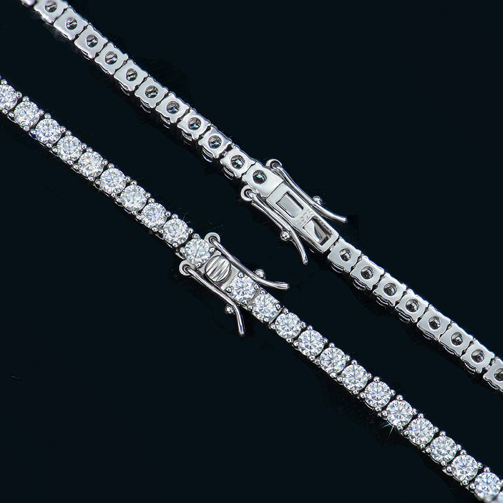 Moissanite 3mm, silver tennis neckless