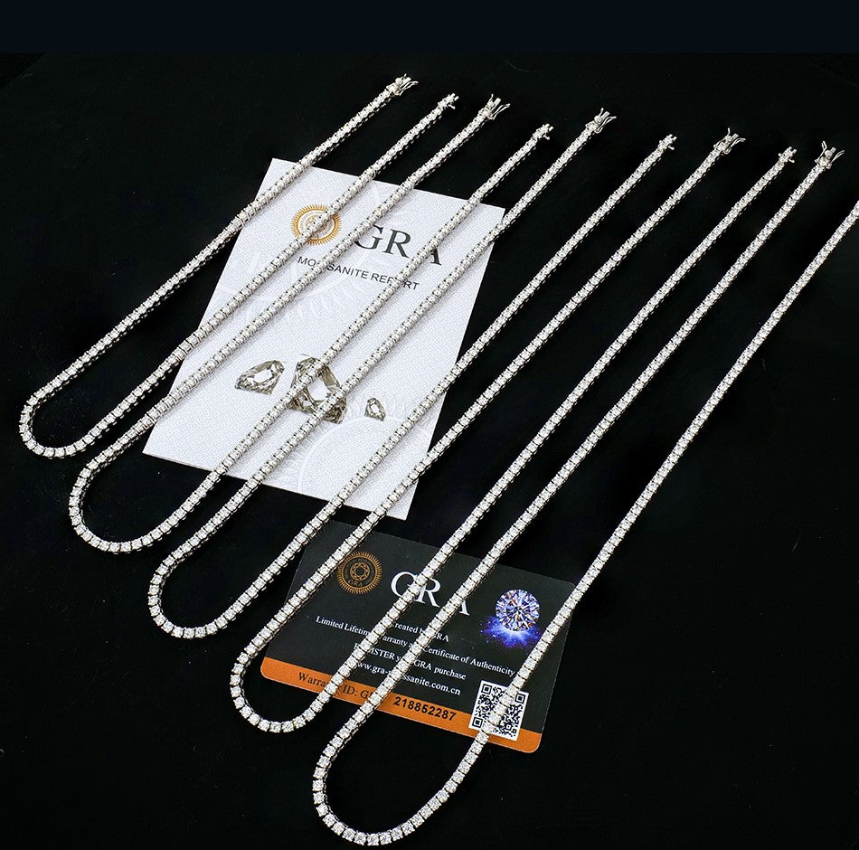 Moissanite 3mm, silver tennis neckless