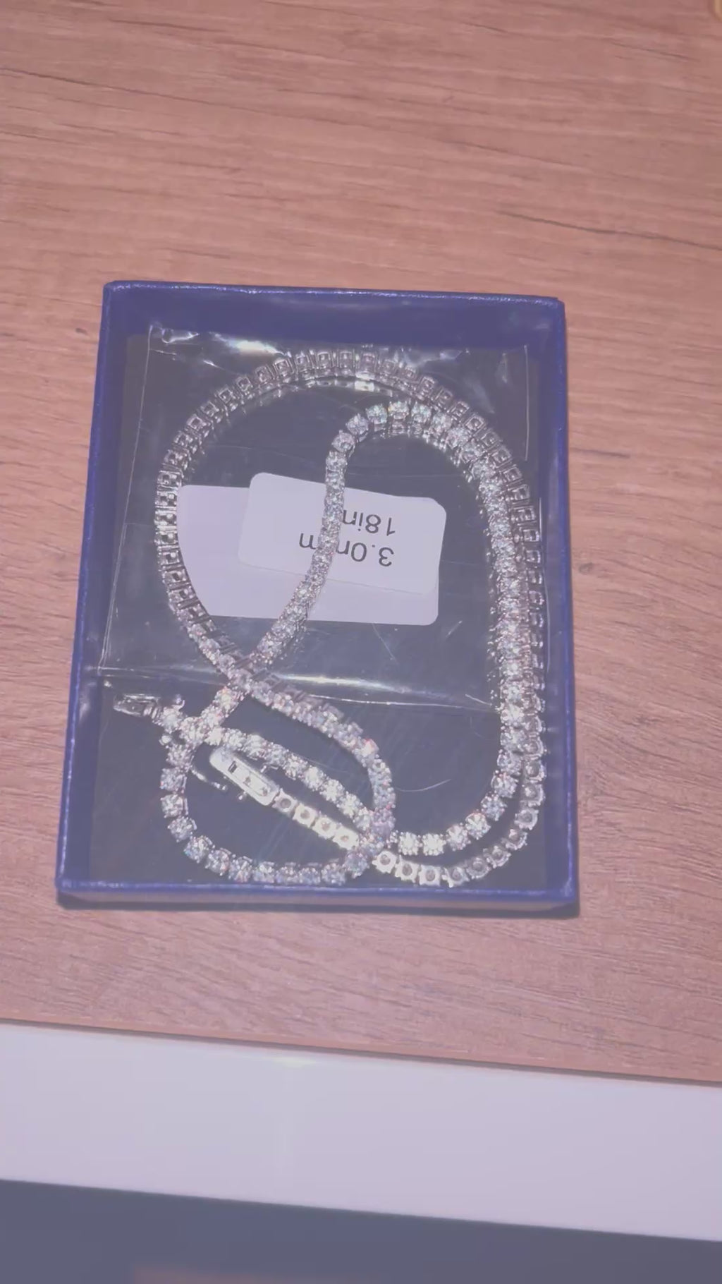 Moissanite 3mm, silver tennis neckless