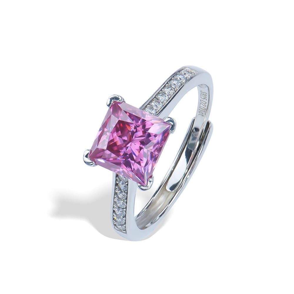 Mossanite purple, 925 silver ring